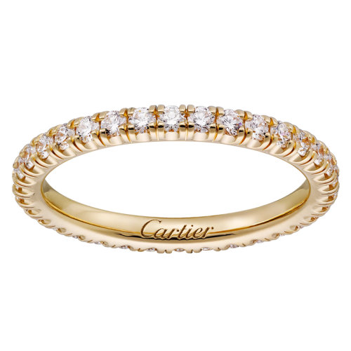 CARTIER/卡地亞 ALLIANCE ETINCELL系列 18K金黃金鑲嵌38顆明亮式切割鉆石 結(jié)婚求婚訂婚戒指B4086300