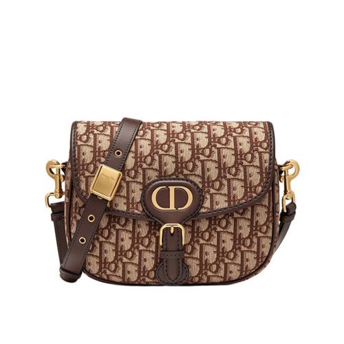DIOR/迪奧 BOBBY系列 棕色Dior斜紋提花帆布中號單肩包 M9319UTZQ_M747