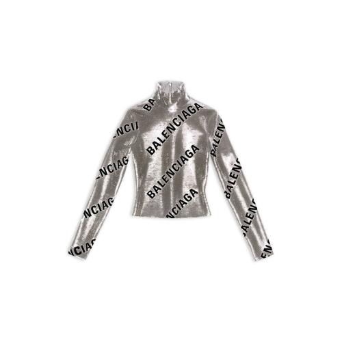  BALENCIAGA巴黎世家 22年秋冬 女士 長(zhǎng)袖T恤 Womens Allover Logo Embroidered Long Sleeve To