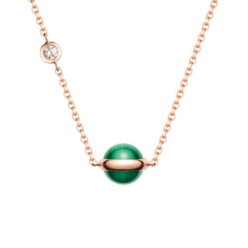 PIAGET/伯爵 經(jīng)典款POSSESSION時(shí)來運(yùn)轉(zhuǎn)系列 18K金玫瑰金孔雀石鑲鉆項(xiàng)鏈 G33PB300