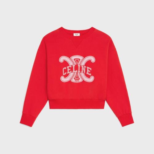  CELINE賽琳思琳 22年秋冬 女士 長(zhǎng)袖T恤 CELINE TRIOMPHE棉質(zhì)抓絨衛(wèi)衣 2Y777670Q.27RW