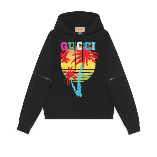  GUCCI古馳 22年秋冬 男士 Gucci日落印花可拆卸衣袖衛(wèi)衣 700117 XJEOT 1082