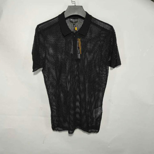 Emporio Armani/安普里奧阿瑪尼 黑色網(wǎng)狀男士短袖針織衫