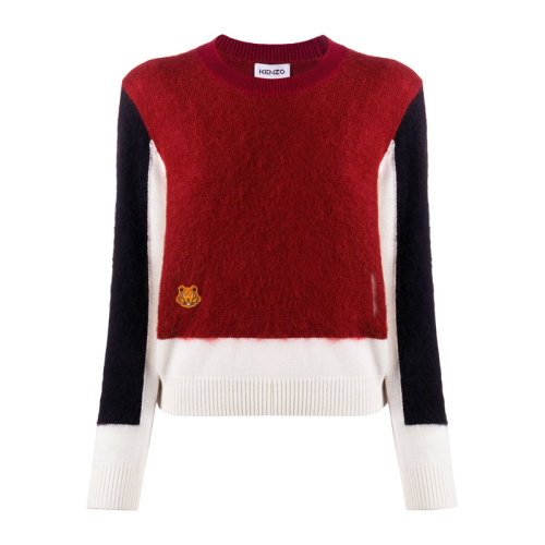 Kenzo/高田賢三 女士拼色柔軟海馬毛針織衫迷你虎頭徽標毛衣女裝上衣 FA62PU5113AF-88