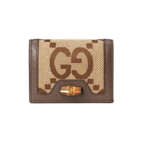  GUCCI古馳 22年秋冬 女士 飾超級(jí)雙G圖案Gucci Diana竹節(jié)卡片夾 658244 UKMBT 2572