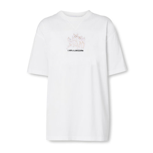 BURBERRY/博柏利刺繡鹿圖案棉質(zhì)寬松女士短袖T恤80429841