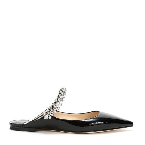 Jimmy Choo/周仰杰 女士漆皮尖頭平底鞋穆勒鞋 BING FLAT PAT