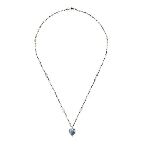  GUCCI古馳 22年秋冬 女士 互扣式雙G琺瑯愛心項鏈 645545 J89B4 8490