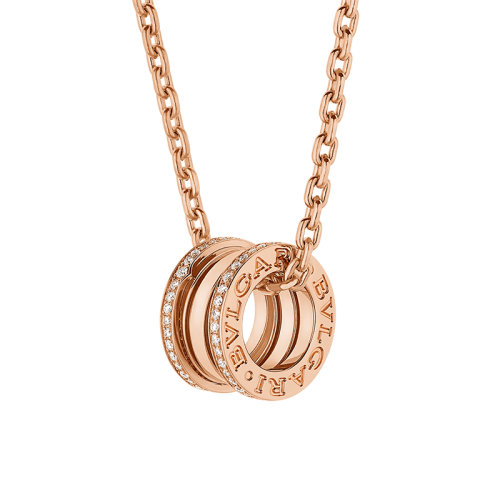 BVLGARI/寶格麗  B.ZERO1系列 18k金玫瑰金吊墜密釘鉆石項(xiàng)鏈358346