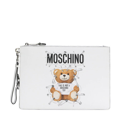 MOSCHINO/莫斯奇諾  女包女士皮革時尚百搭小熊圖案手拿包   $A842082101147