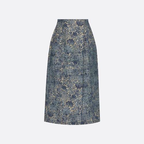  DIOR迪奧 22年秋冬 女士 半身裙 Jupe portefeuille mi-longue 252J22A3568_X5854