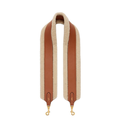 CELINE/賽琳   天然色羊毛革棕褐色牛皮金屬鉤扣長款肩帶包帶49S033AEQ.02NT