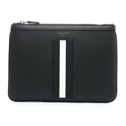 BALLY/巴利21新品logo徽標牛皮革拉鏈男士手挽手拿包手包BEXMD