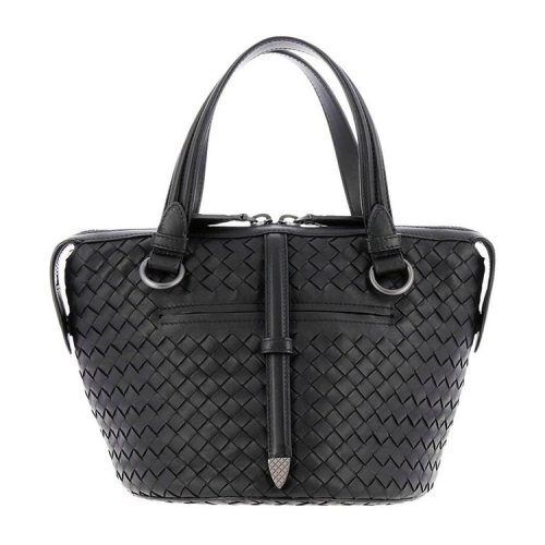Bottega Veneta/葆蝶家 女士黑色皮質(zhì)手提包535263V00168175