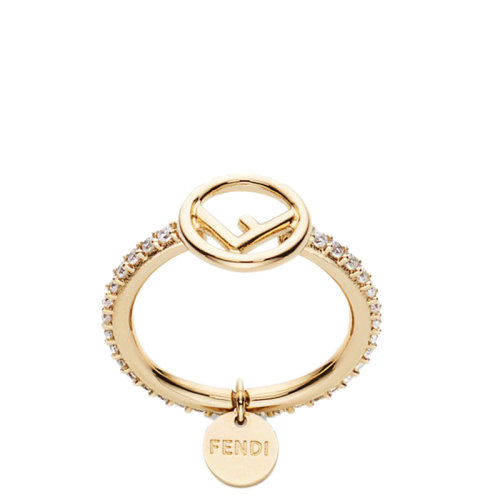 FENDI/芬迪  F IS FENDI系列 金色金屬天然彩色鋯石戒指8AG7886DMF089U