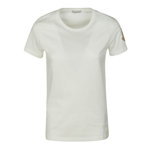 Moncler/蒙克萊  蒙口女裝  女士左袖徽標(biāo)白色棉質(zhì)時(shí)尚百搭春夏圓領(lǐng)短袖T恤 8C71600V8102033