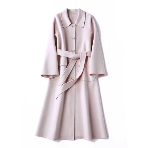 GeleiStory/GeleiStory 雙面毛呢大衣女2022年秋冬新款娃娃領(lǐng)寬松長(zhǎng)款羊毛呢子外套 女士大衣