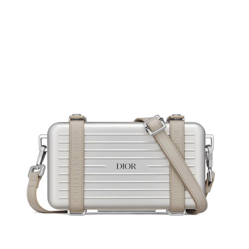 DIOR/迪奧 2020春夏新款RIMOWA限量合作款 男士米色鋁拼接小牛皮斜挎單肩箱子包 2DRCA295YWT_H31E