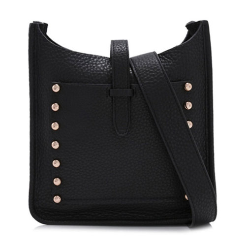 Rebecca Minkoff/瑞貝卡·明可弗 女士黑色粒面皮革鉚釘裝飾時(shí)尚簡約單肩包斜挎包女包 HT26RULX92BLACK