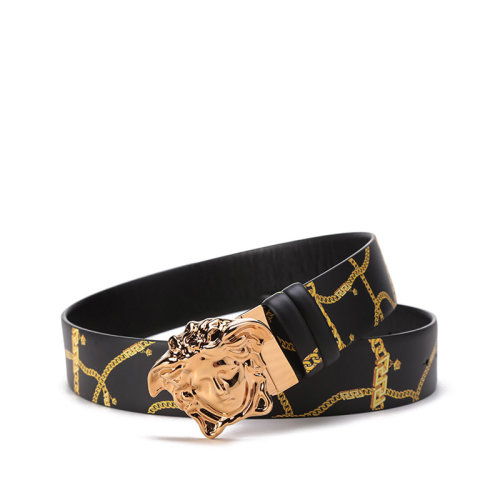 VERSACE/范思哲【22年新款】男士牛皮革板扣式雙面皮帶腰帶4cm DCU6705 1A02740