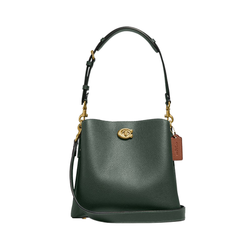 COACH 蔻馳  女士專柜款皮革WILLOW手提單肩包托特包墨綠色 C3766 B4SZG