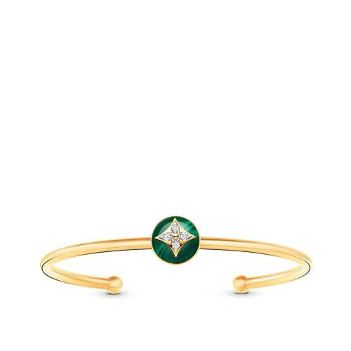  LV路易威登 22年春夏 女士 手鐲 B Blossom1*w*8K金 孔雀石與鉆石 開口手鐲 Q95879 Q95880 Q95