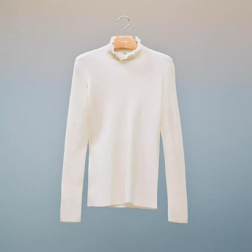  HERMES愛(ài)馬仕 22年秋冬 女士 針織衫 Pull manches longues col a volant H2H2653DM9134