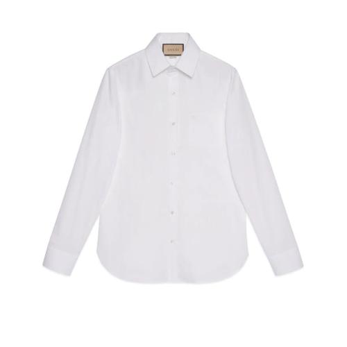  GUCCI古馳 22年秋冬 男士 飾雙G刺繡棉質(zhì)襯衫 699554 ZAJOM 9000