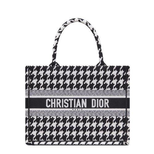 DIOR/迪奧 21新款BOOK TOTE系列 女士小號(hào)黑色千鳥(niǎo)格紋刺繡手提托特包M1296ZTQT_M911