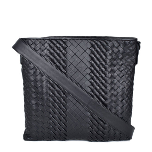 Bottega Veneta/葆蝶家 男士黑色皮革單肩包 428323-VV340-1000