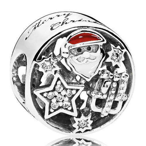 PANDORA/潘多拉 女士銀色925銀鑲立方氧化鋯石歡樂圣誕DIY手鏈珠子串飾串珠 796364CZ