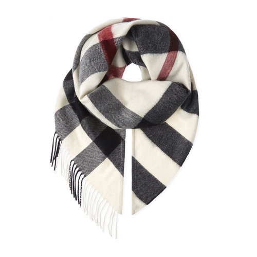 包稅 BURBERRY/博柏利  女士時(shí)尚黑白格紋經(jīng)典羊絨圍巾圍脖絲巾 4065421