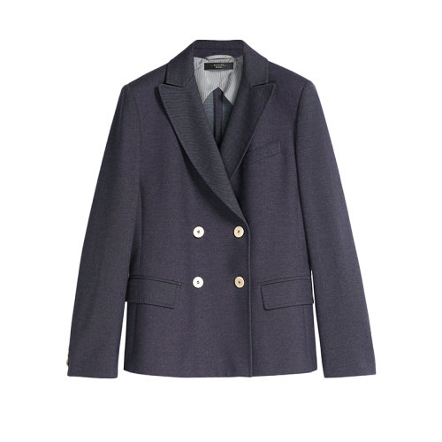 MaxMara/麥絲瑪拉 22年早春新款 BERGEN系列 女士藍色棉質混紡牛仔效果西裝外套夾克5911052706001