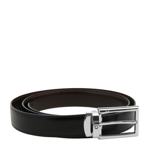 MontBlanc/萬(wàn)寶龍 男士時(shí)尚經(jīng)典黑色棕色牛皮針扣腰帶皮帶 116703