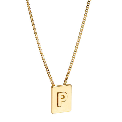 CELINE/賽琳 經(jīng)典款A(yù)LPHABET系列 男女同款金色飾面黃銅字母P墜飾項(xiàng)鏈46N0P6BRA.35OR