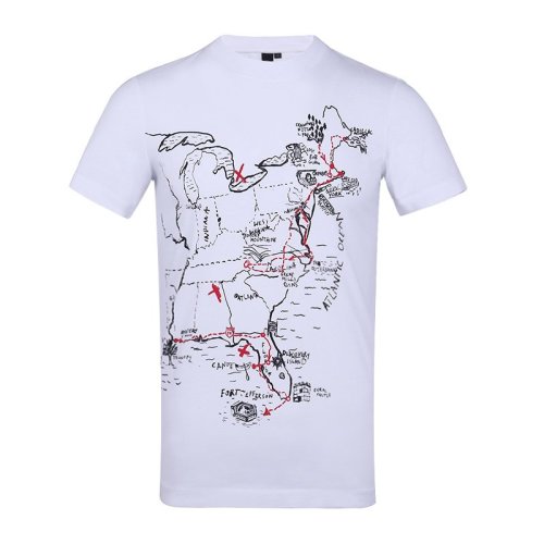 Alexander McQueen 亞歷山大·麥昆  男裝 服飾 手繪地圖圖案純棉圓領(lǐng)男士短袖T恤