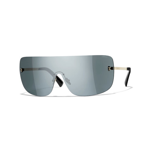 Chanel/香奈兒 22年春夏新款 女士鏡面黑色鏡片金色金屬鏡框護目太陽眼鏡墨鏡A71433X01060L9567