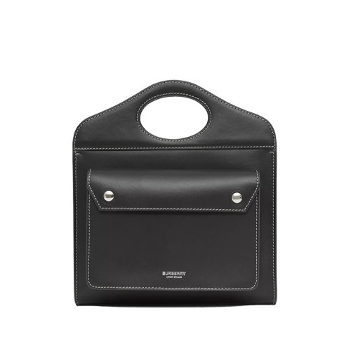 BURBERRY/博柏利   女士迷你黑色小牛皮明縫皮革可拆卸皮帶手提包斜挎單肩包80408921