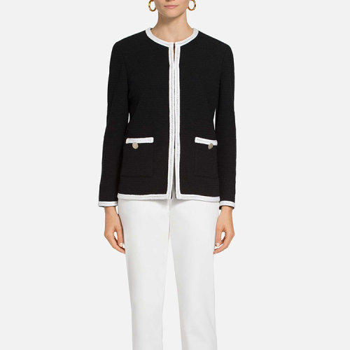 St.John/盛薔黑白色撞色裝飾女士夾克K61Z0E1