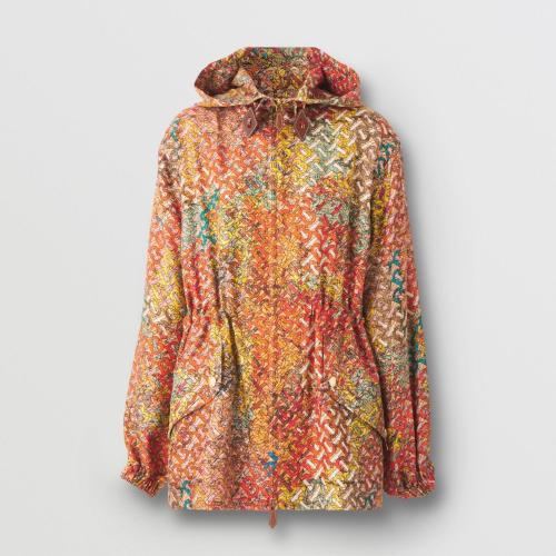  BURBERRY 22年秋冬 女士 專屬標識地圖印花絲質連帽風雪大衣 80554421