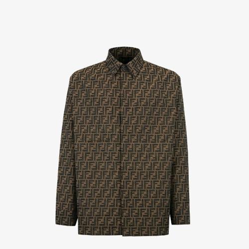  FENDI芬迪 22年秋冬 男士 夾克 棕色布料夾克 FW1141A6WJF1440