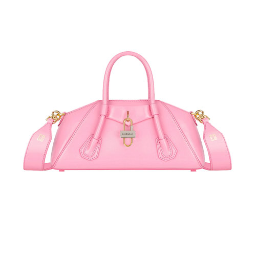 Givenchy/紀(jì)梵希 22新款 Antigona Stretch系列 女士迷你亮粉色皮革磁性封口拆卸調(diào)節(jié)肩帶單肩手提斜挎梯形包BB50RHB1NV-670