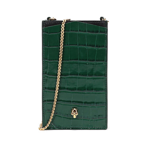 Alexander McQueen/亞歷山大麥昆 女士皮革骷髏頭單肩斜挎包手機(jī)包 632035 1JMHG