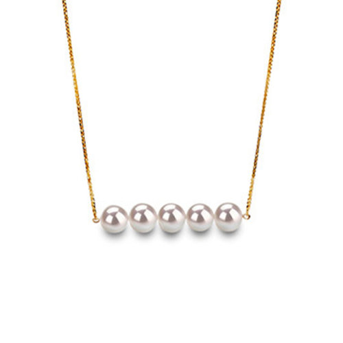 zhuella/珠艾樂 日本akoya海水珠項(xiàng)鏈吊墜 18K金肖邦鏈