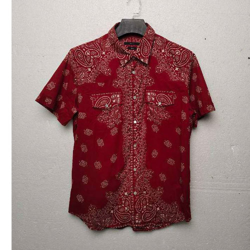 GUCCI/古馳  紅色系花色男士短袖襯衫