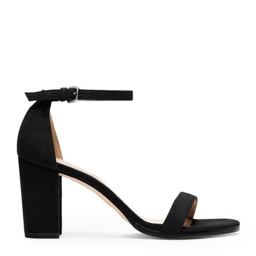 Stuart Weitzman/斯圖爾特韋茨曼 女士 鞋靴  黑色一字帶麂皮絨高跟涼鞋 女士高跟涼鞋