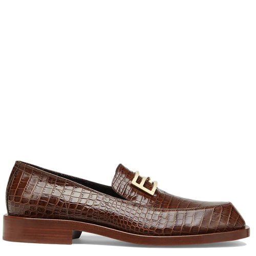 FENDI/芬迪 2021年秋冬新款 男士棕色鱷魚紋印花皮革樂福鞋7D1439TC3F0QD5