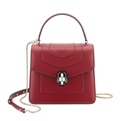 BVLGARI/寶格麗   SERPENTI FOREVER系列 女士小牛皮鍍金黃銅經(jīng)典蛇頭搭扣綠孔雀石專屬單肩包斜挎包手提包 鏈條包290571