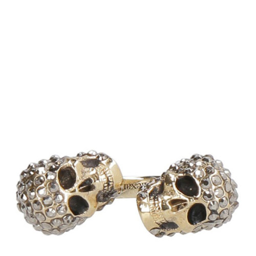 Alexander McQueen/亞歷山大麥昆  開口戒 時尚 個性 鉆飾骷髏頭 女士時尚金色戒指/指環(huán) 582711J160K1535  HKY210303