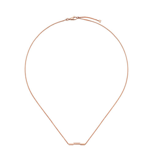 GUCCI/古馳  Link to Love系列 18k金玫瑰金Gucci銘文條形吊墜項(xiàng)鏈662108J85005702